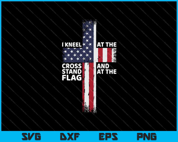 Ik kniel aan het kruis en sta bij de vlag SVG PNG snijden afdrukbare bestanden