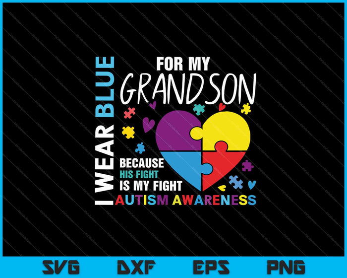 Llevo azul para mi nieto Conciencia del autismo SVG PNG Cortando archivos imprimibles