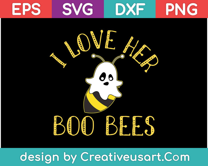 Ik hou van haar Boo bijen SVG PNG snijden afdrukbare bestanden
