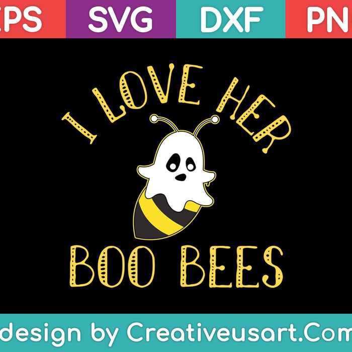 Ik hou van haar Boo bijen SVG PNG snijden afdrukbare bestanden