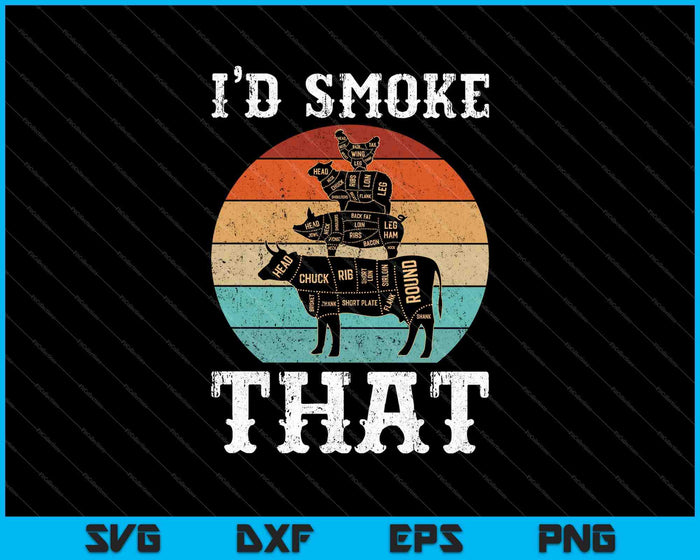 Ik zou die grappige Retro BBQ Party SVG PNG roken afdrukbare bestanden snijden
