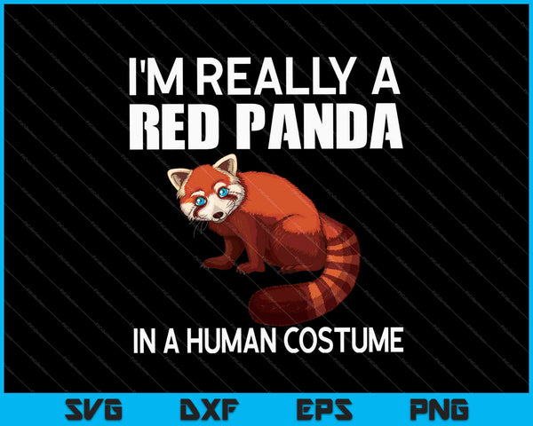 Realmente soy un panda rojo con una camisa de disfraz humano Halloween SVG PNG cortando archivos imprimibles