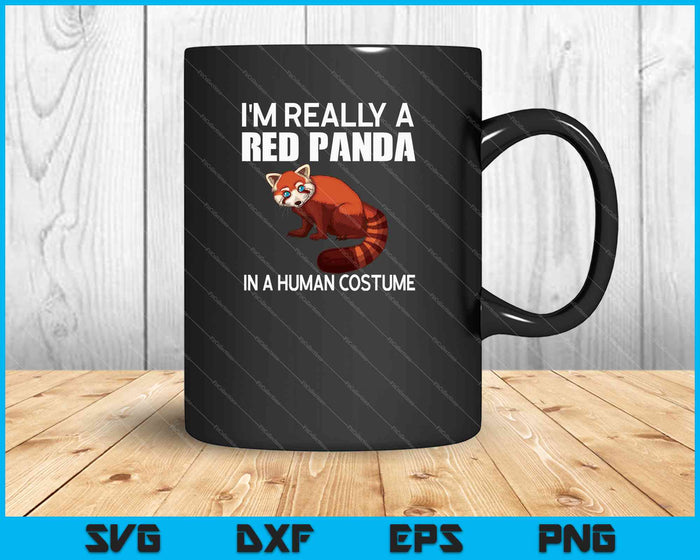 Realmente soy un panda rojo con una camisa de disfraz humano Halloween SVG PNG cortando archivos imprimibles