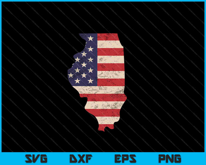 Illinois American Flag Vintage SVG PNG Cutting Printable Files
