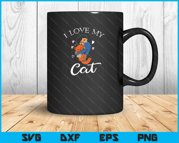 Ik hou van mijn kat t-shirt schattige Kitty katten Tuxedo kat SVG PNG snijden afdrukbare bestanden