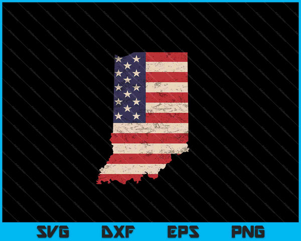 Indiana American Flag Vintage SVG PNG Cutting Printable Files