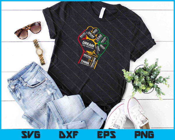 Inspiradores líderes negros Power Fist Hand Black History Month SVG PNG Cortando archivos imprimibles - on a t-shirt