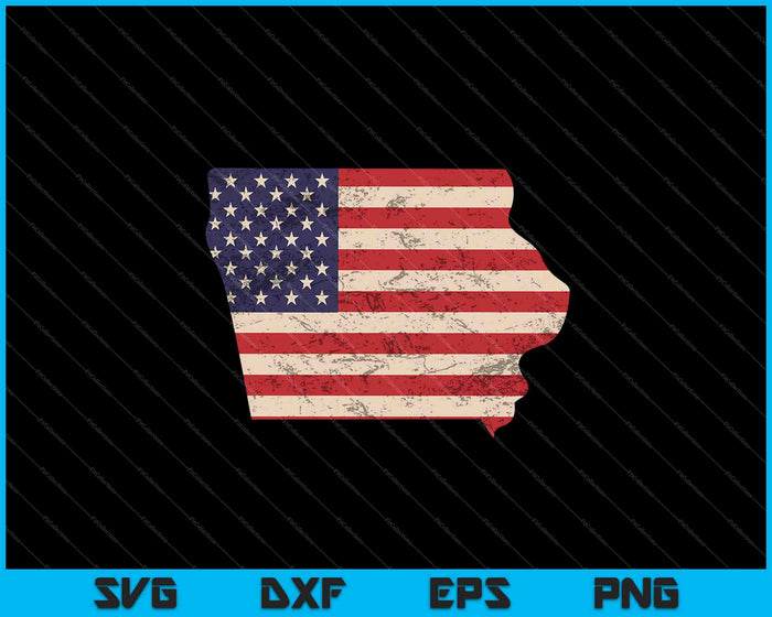 Lowa Bandera Americana Vintage SVG PNG Cortando Archivos Imprimibles
