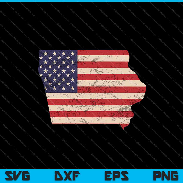 Lowa Bandera Americana Vintage SVG PNG Cortando Archivos Imprimibles