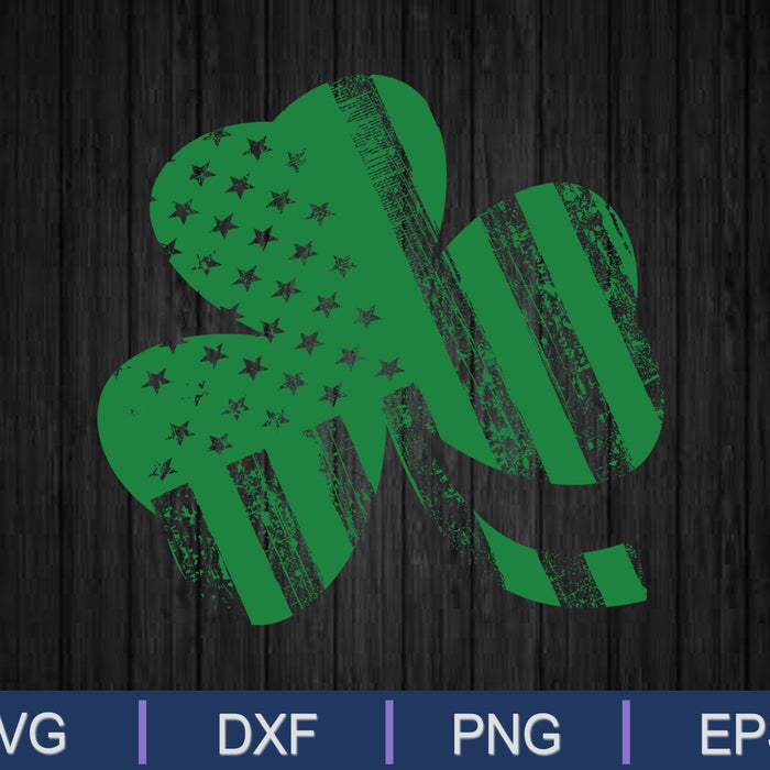 Irish American Flag Vintage Shamrock St Patricks Day SVG PNG Cutting Printable Files