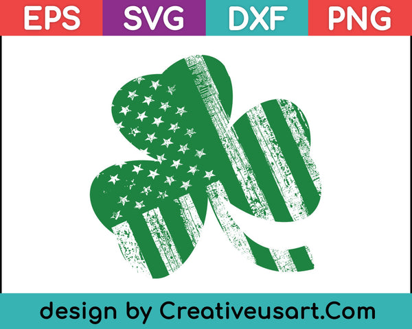 Ierse Amerikaanse vlag Vintage Shamrock St Patricks Day SVG PNG snijden afdrukbare bestanden