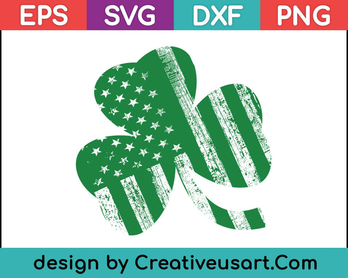 Irish American Flag Vintage Shamrock St Patricks Day SVG PNG Cutting Printable Files