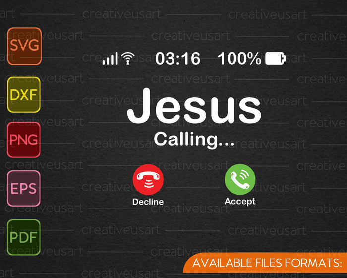 Jesus Is Calling SVG PNG Cutting Printable Files