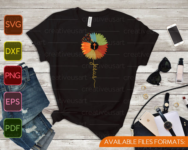 Jezus Zonnebloem SVG PNG Snijden afdrukbare bestanden - on a t-shirt