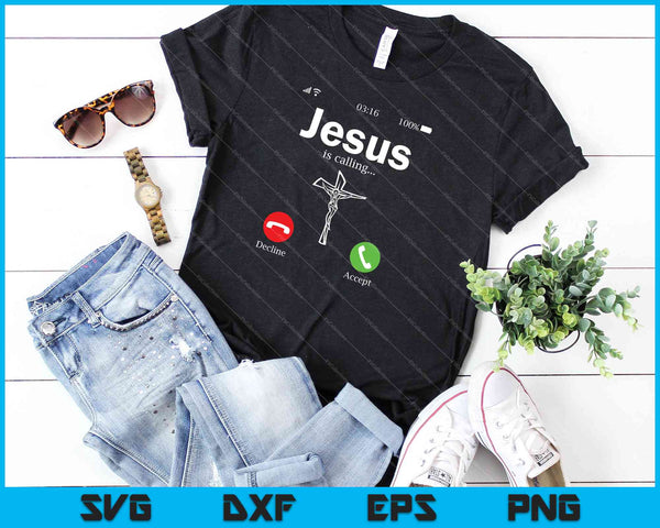 Jesus is Calling SVG PNG Cutting Printable Files - on a t-shirt