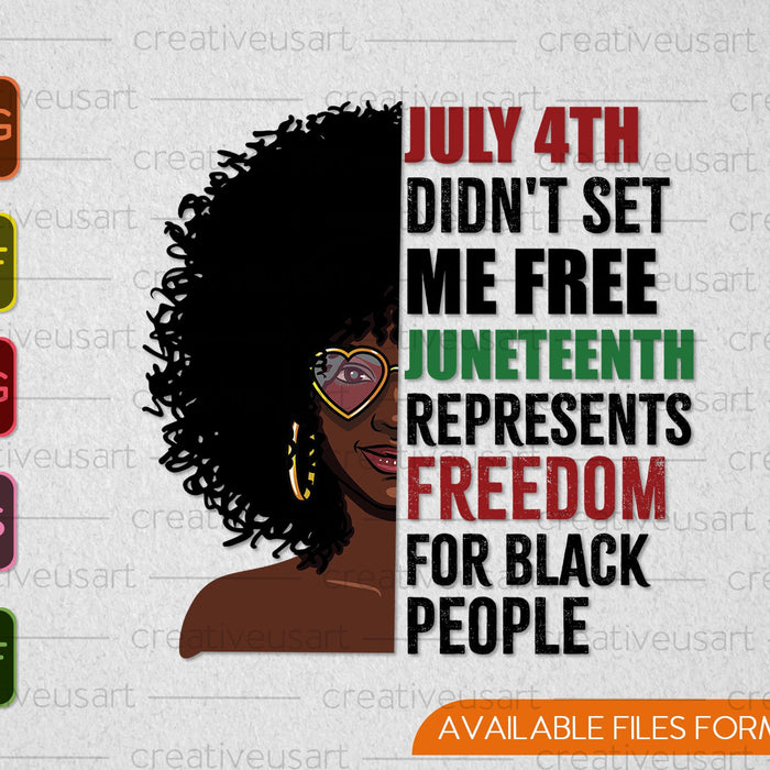 July 4th Didn't Set Me Free Juneteenth SVG PNG Cutting Printable Files
