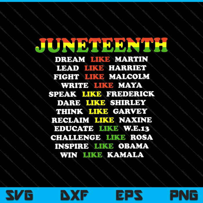 Juneteenth Ancestors Black African Dream Like Leaders SVG PNG Cutting Printable Files