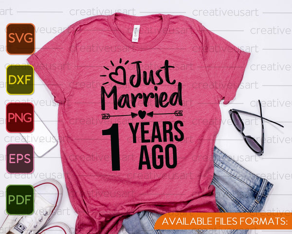 Net getrouwd 1 jaar geleden SVG PNG snijden afdrukbare bestanden - on a t-shirt