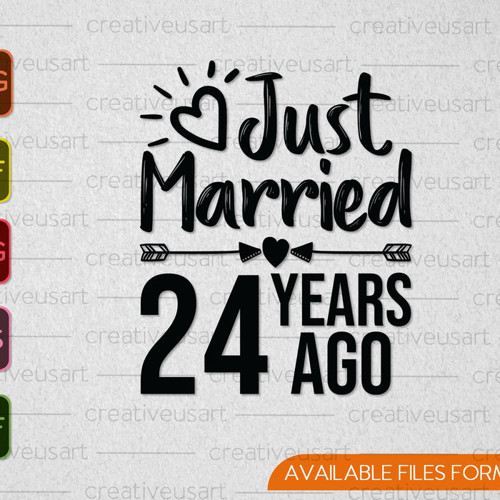 Just Married 24 Years Ago SVG PNG Cutting Printable Files