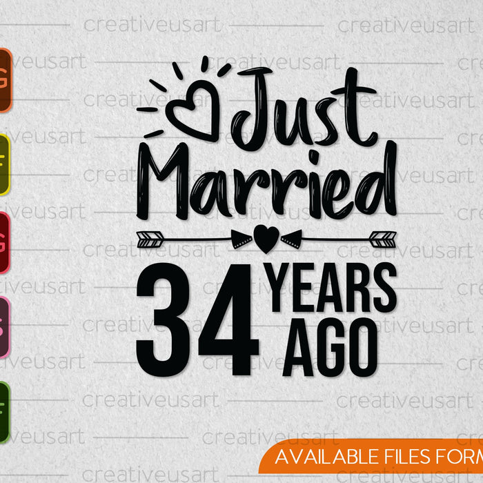 Just Married 34 Years Ago SVG PNG Cutting Printable Files
