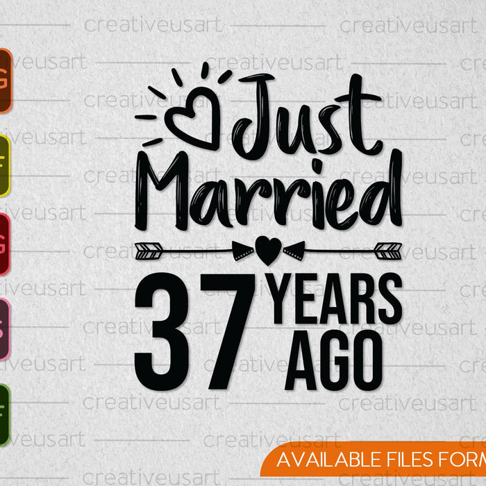 Just Married 37 Years Ago SVG PNG Cutting Printable Files