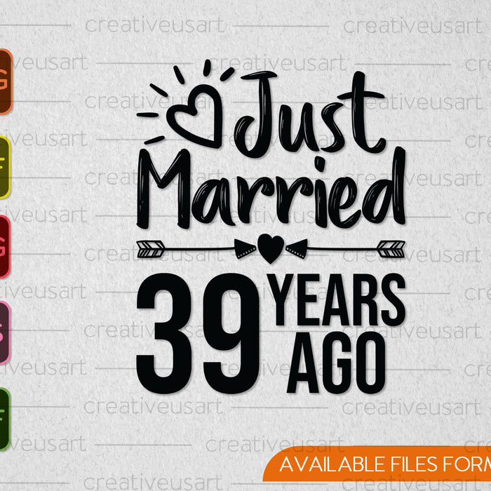 Recién casados ​​hace 39 años SVG PNG cortando archivos imprimibles