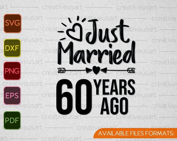 Recién casados ​​hace 60 años SVG PNG cortando archivos imprimibles