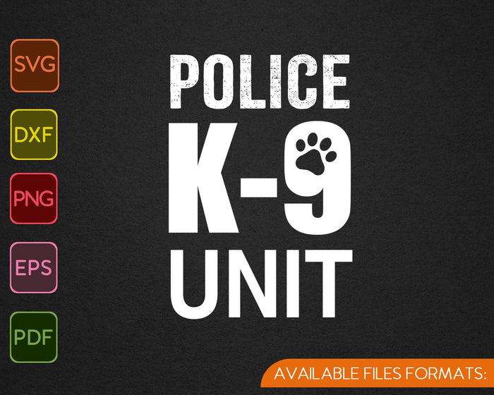 K-9 Police Officer Law Enforcement SVG PNG Cutting Printable Files