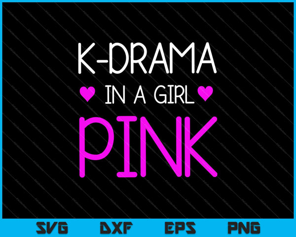 K-drama in een meisje roze SVG PNG snijden afdrukbare bestanden