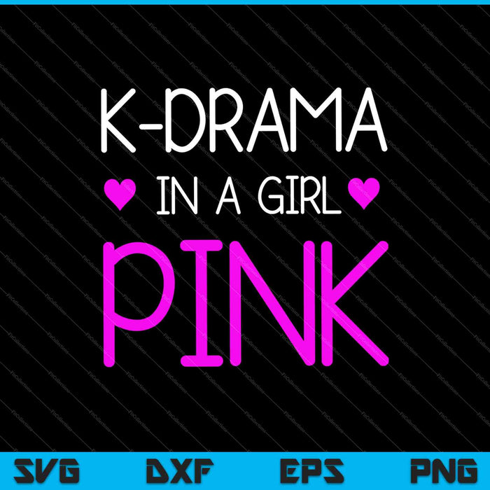 K-drama in een meisje roze SVG PNG snijden afdrukbare bestanden