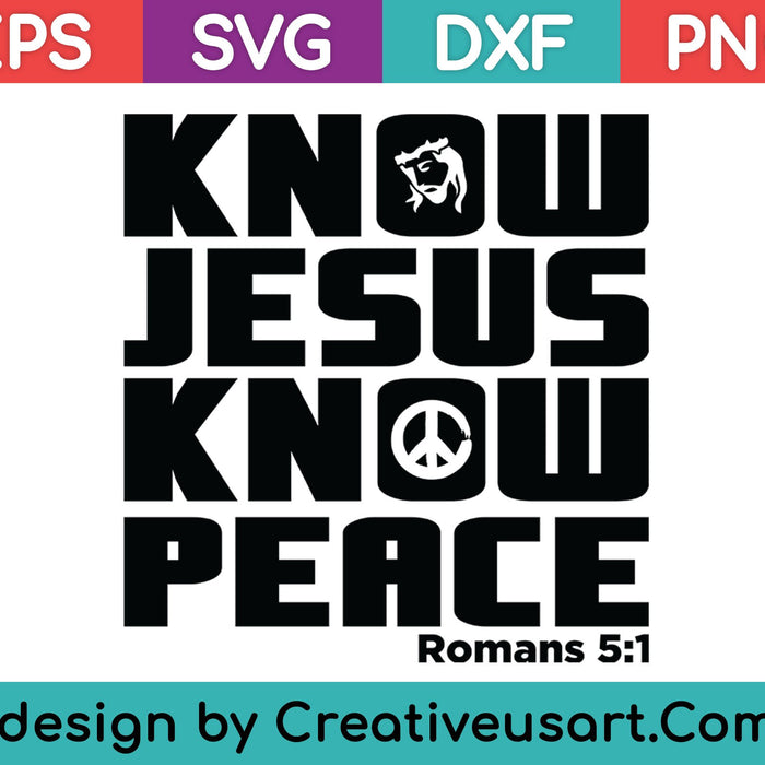KNOW JESUS KNOW PEACE SVG PNG Cutting Printable Files