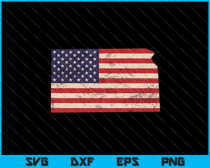 Kansas Bandera Americana Vintage SVG PNG Cortando Archivos Imprimibles