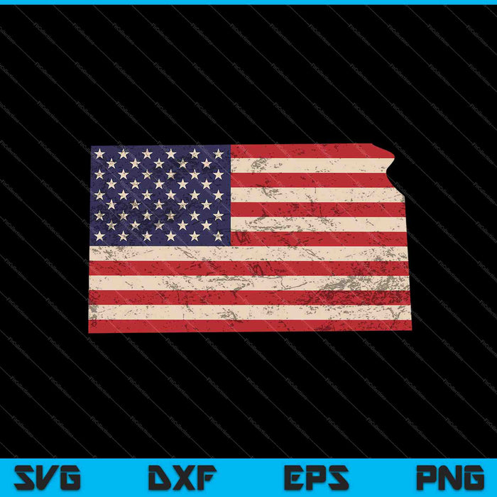 Kansas American Flag Vintage SVG PNG Cutting Printable Files