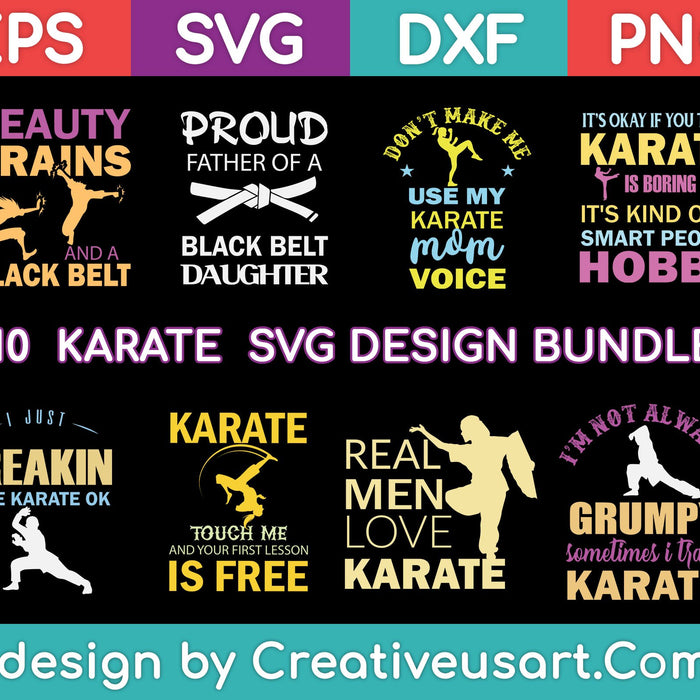 Paquete Karate SVG - Conjunto de 10 piezas. Para usar con una máquina Cricut o Silhouette Cameo.