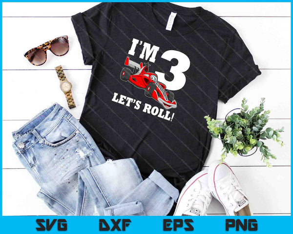Kids Race Car 3e verjaardag jongen racewagenchauffeur SVG PNG snijden afdrukbare bestanden - on a t-shirt