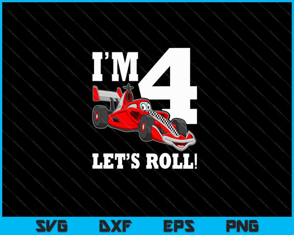 Kids Race Car 4th Birthday Boy Racing Car Driver SVG PNG Cutting Printable Files