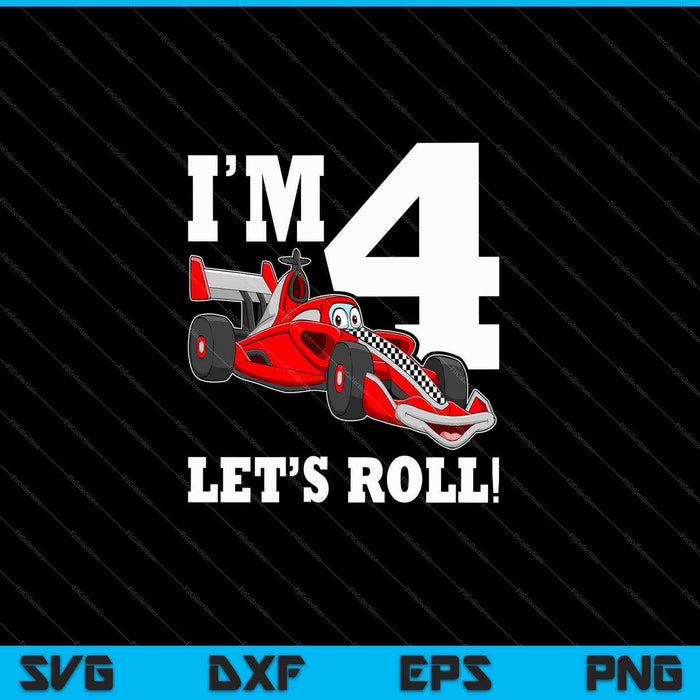 Kids Race Car 4th Birthday Boy Racing Car Driver SVG PNG Cutting Printable Files
