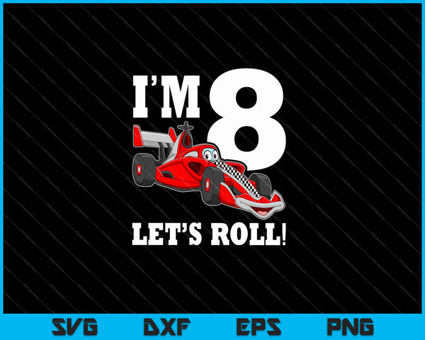 Kids Race Car 8th Birthday Boy Racing Car Driver SVG PNG Cutting Printable Files
