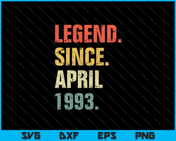 Legende sinds april 1993 SVG PNG snijden afdrukbare bestanden