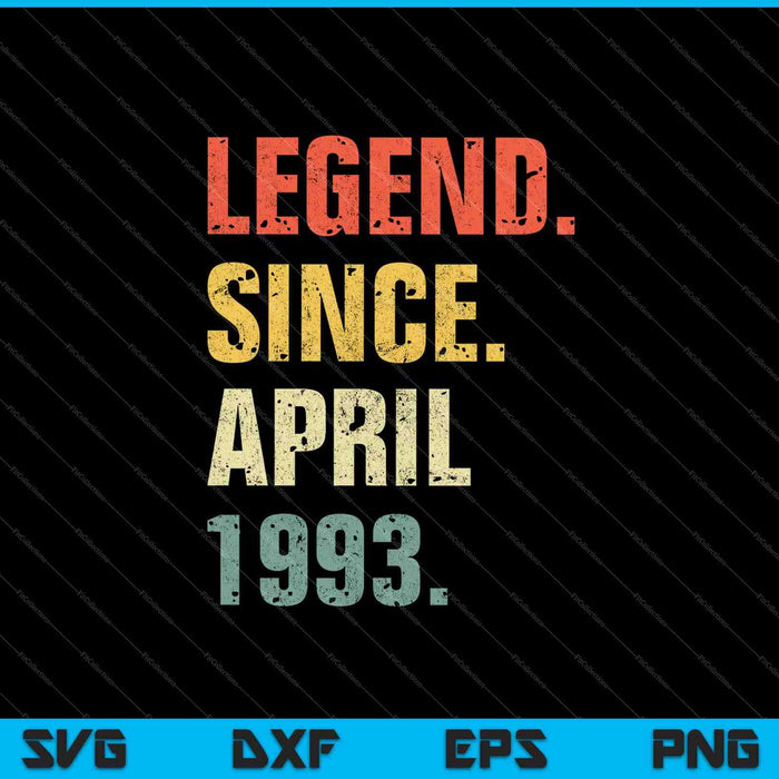 Legende sinds april 1993 SVG PNG snijden afdrukbare bestanden
