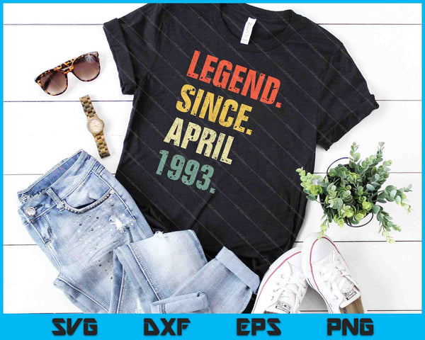 Legend Since April 1993 SVG PNG Cutting Printable Files - on a t-shirt