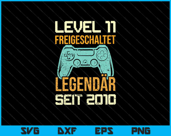 Level 11 Jahre Geburtstagsshirt Junge Gamer 2010 Geburtstag SVG PNG Cutting Printable Files