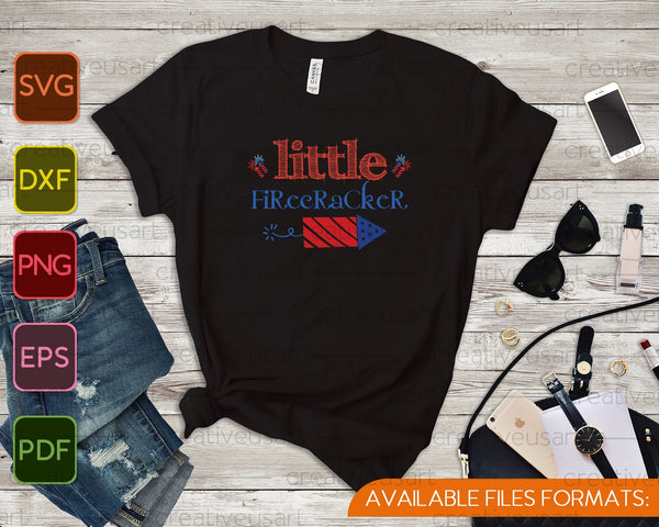 Little Firecracker 4th of July SVG PNG Cutting Printable Files - on a t-shirt