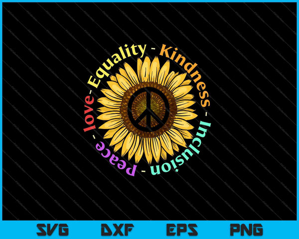 Amor Paz Bondad Igualdad Inclusión Signo de Paz Daisy SVG PNG Cortar archivos imprimibles