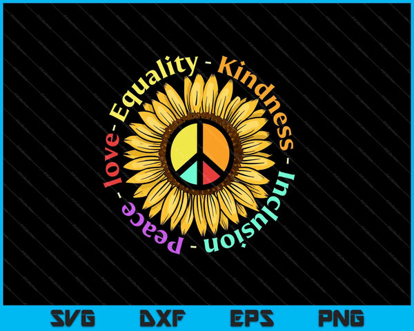 Amor Paz Bondad Igualdad Inclusión Signo de Paz Daisy SVG PNG Cortar archivos imprimibles