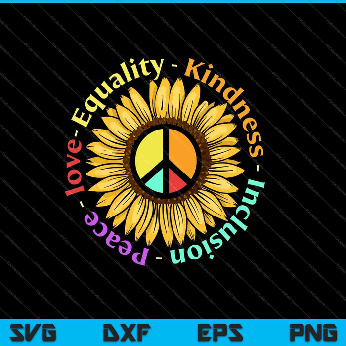 Liefde vrede vriendelijkheid gelijkheid inclusie vredesteken Daisy SVG PNG snijden afdrukbare bestanden