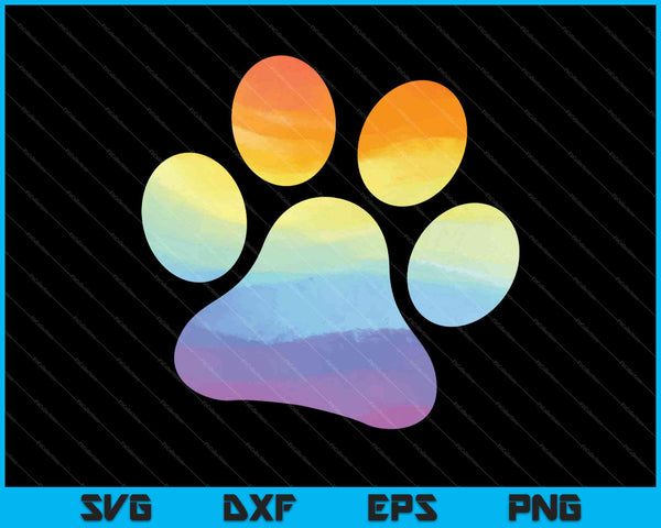 Houdt van honden katten dieren Paw Print dierenvriend Rainbow Art SVG PNG snijden afdrukbare bestanden
