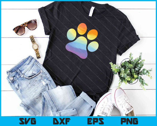 Ama perros gatos animales pata impresión animal amante arco iris arte SVG PNG corte archivos imprimibles - on a t-shirt