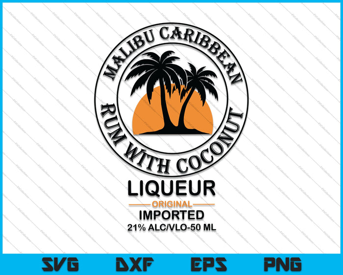 Ron Malibu Caribe con licor de coco SVG PNG cortando archivos imprimibles