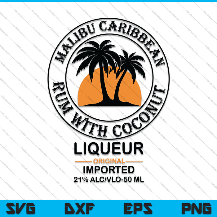 Malibu Caribbean Rum with Coconut Liqueur SVG PNG Cutting Printable Files